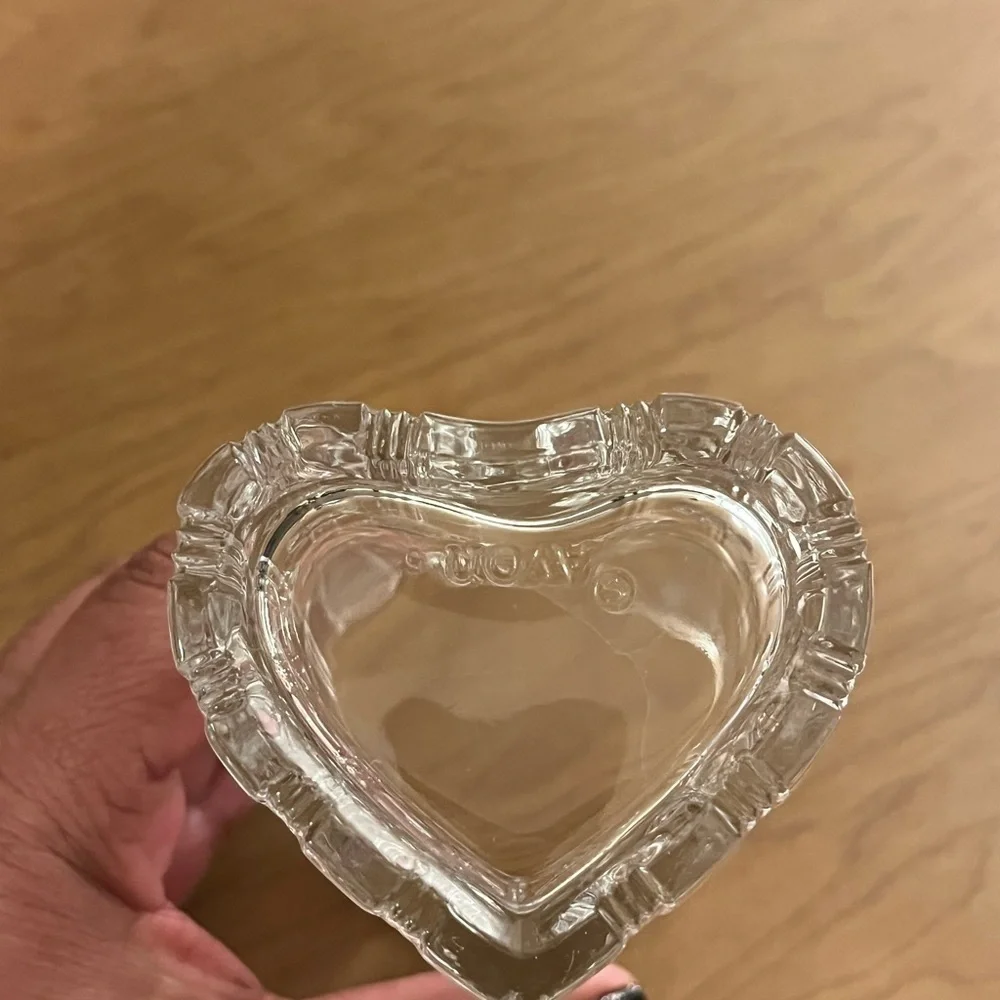 Vintage Avon Heart Shaped BUD VASE Ribbed Clear Glass Valentines Day Weighted